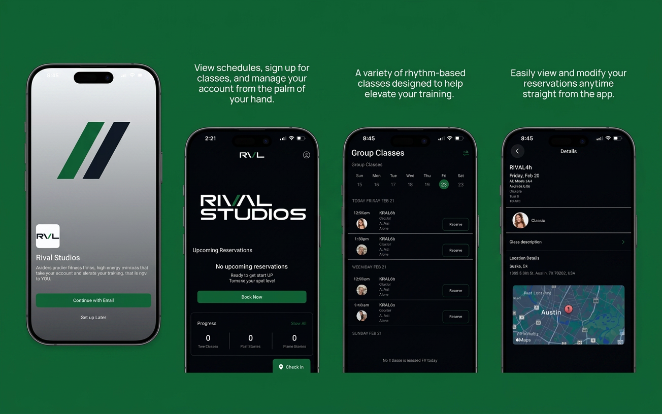 Rival Studios mobile app screenshots